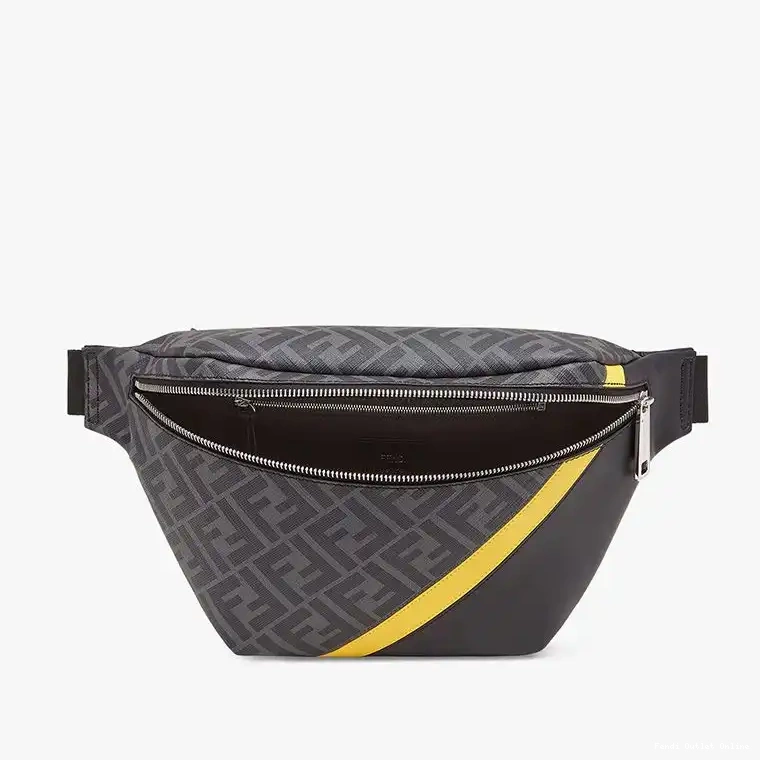 Affordable Motif In Yellow Black Bag FF Belt Fendi Fabric 0623